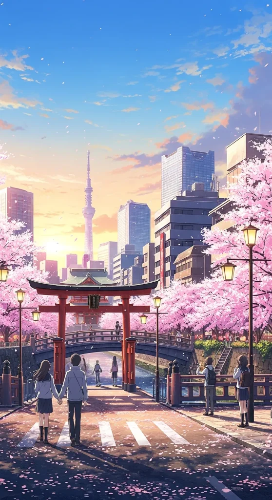 Japanese anime city wallpaper 4k for phone