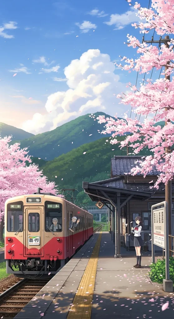 Mobile phone wallpaper featuring classic anime characters