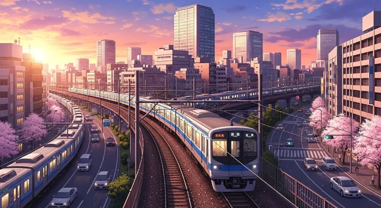 Scenic anime train HD wallpaper in 4K resolution for computer and notebook screens