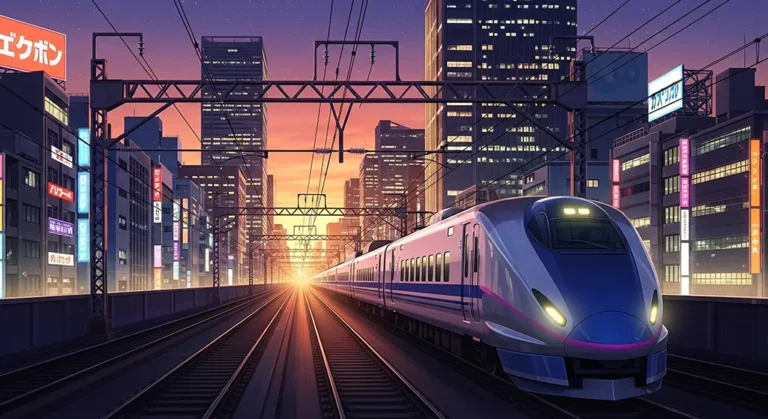 Striking anime train background for desktops
