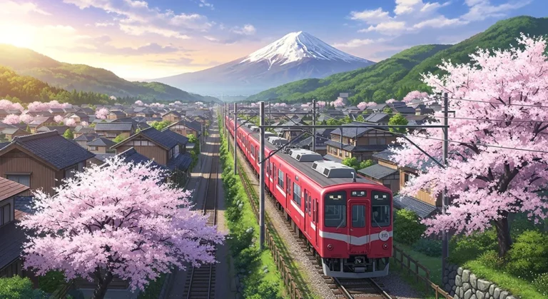 Bright anime train wallpaper for desktop backgrounds