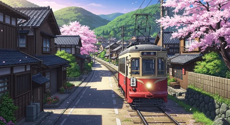 Smooth anime train background for computers