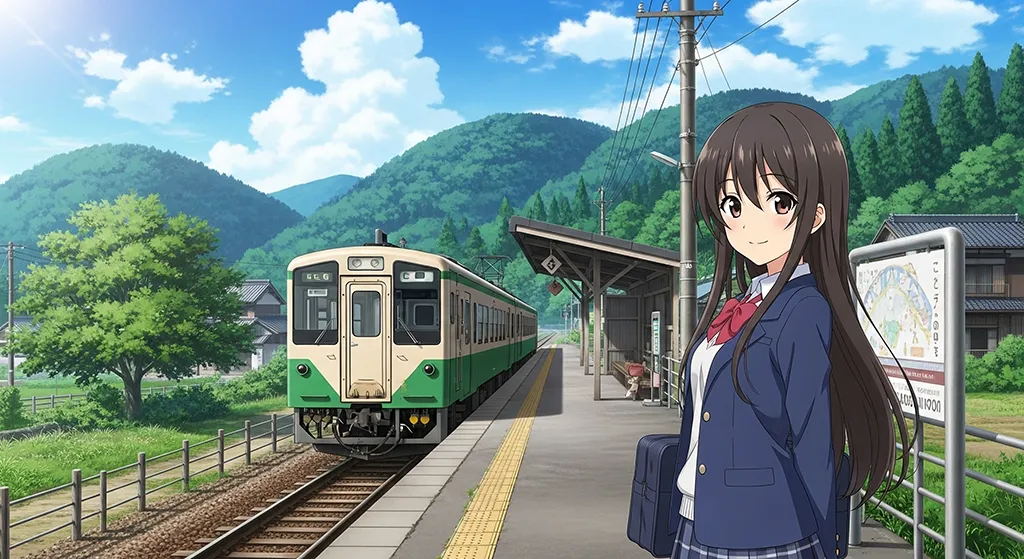 Lively anime train image for desktops