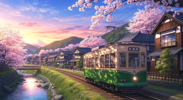 Beautiful anime train image for laptop backgrounds