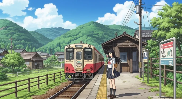 Peaceful anime train wallpaper for laptops