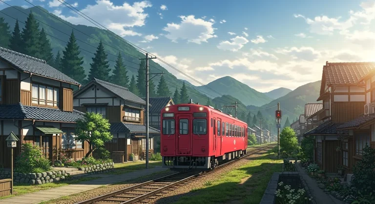 Bright anime train wallpaper for laptop backgrounds