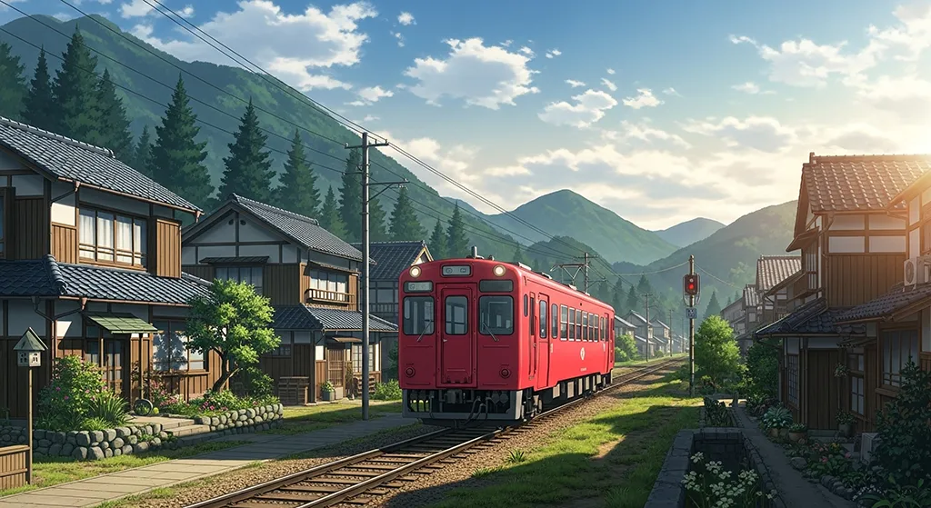 Bright anime train wallpaper for laptop backgrounds