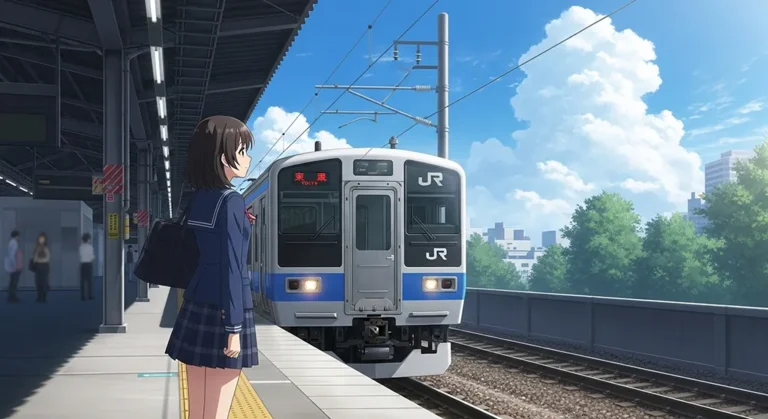 Colorful anime train background for desktop screens