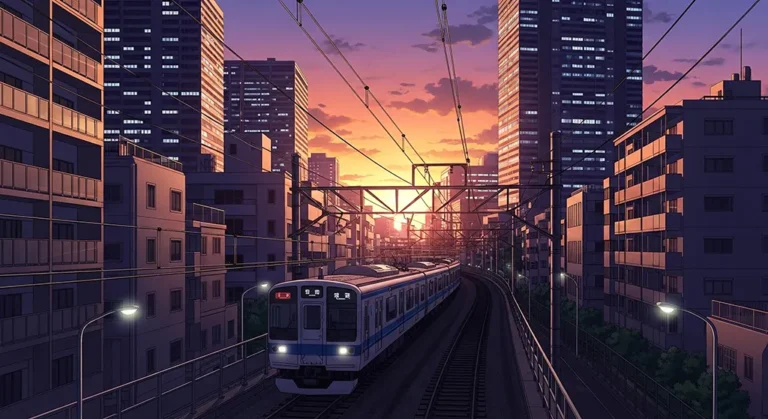 Beautiful anime train desktop image for PCs