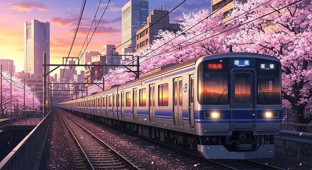 Bright anime train desktop wallpaper for PCs