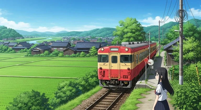 Aesthetic anime train background for computers