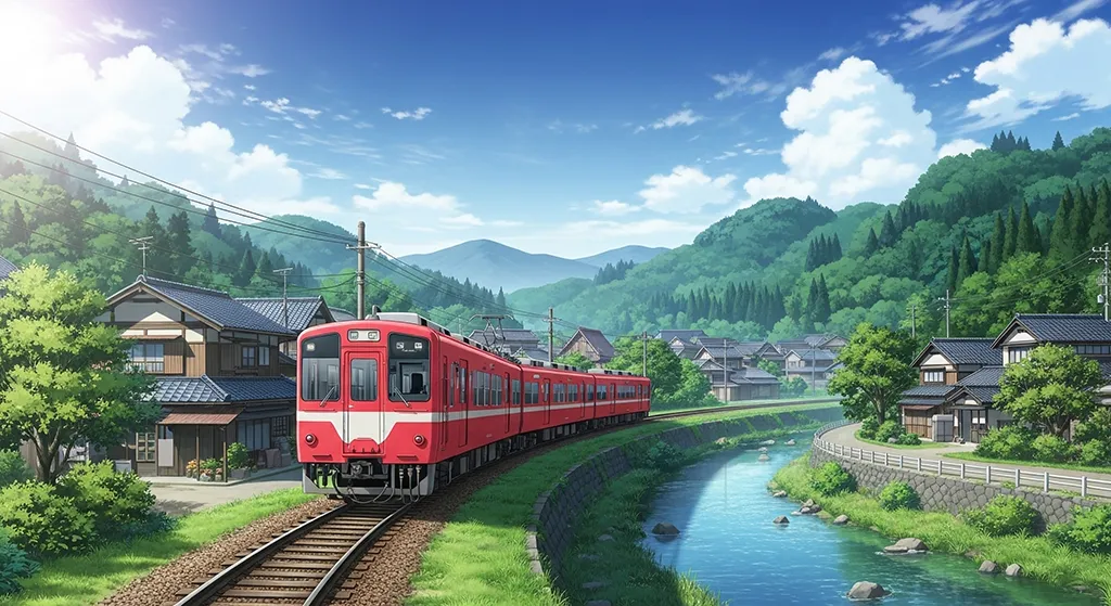Gorgeous anime train background for computers