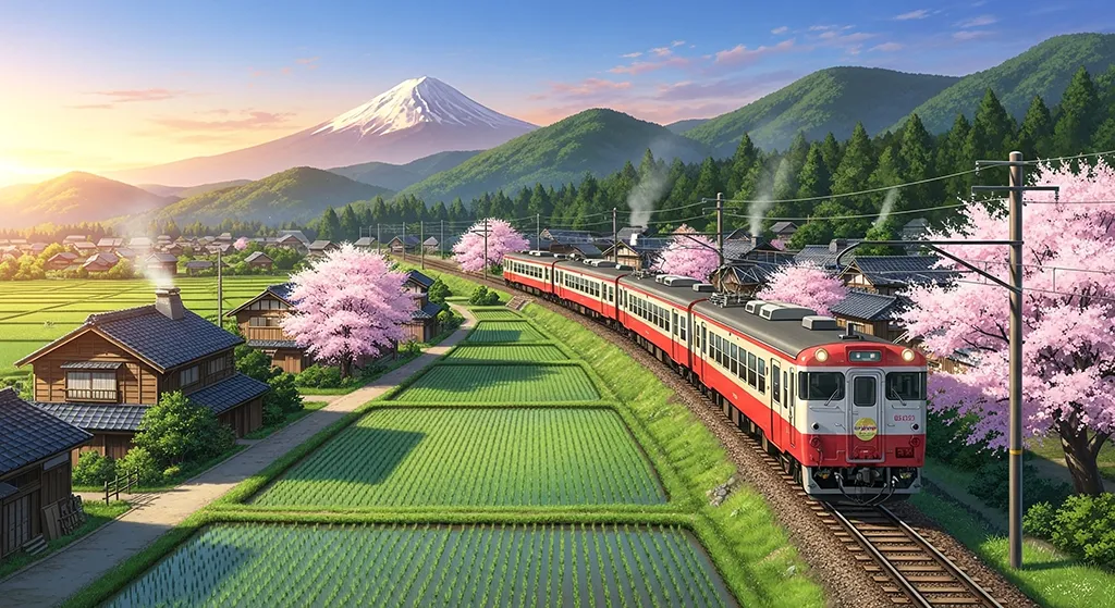 Charming anime train desktop background for PCs
