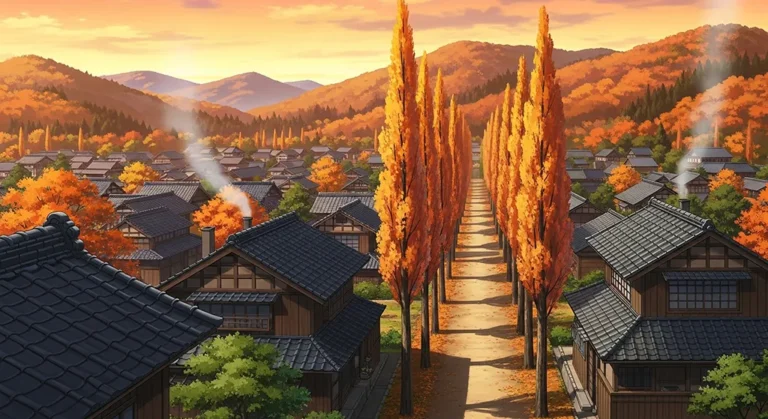 Lovely anime village wallpaper for desktop PCs