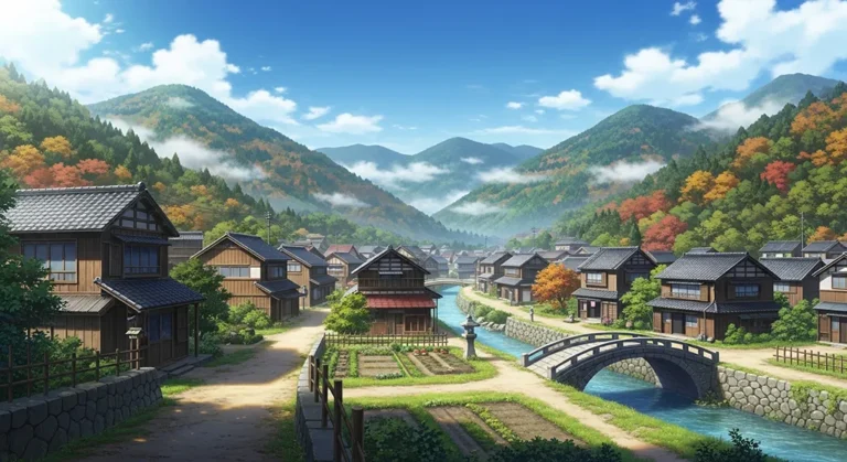Gorgeous anime village wallpaper for PC backgrounds