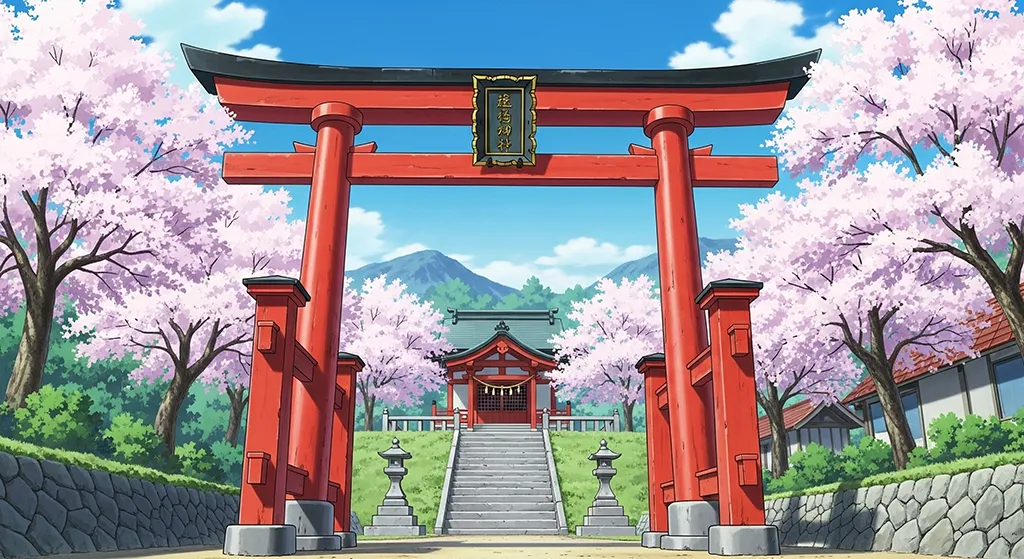 Striking anime village background for laptops