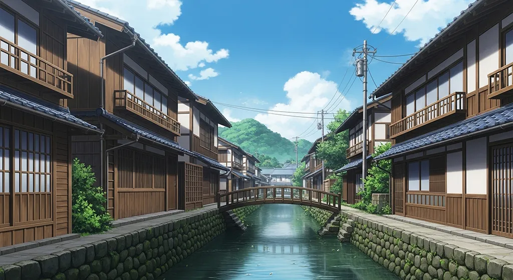 High-definition anime village wallpaper for desktop background