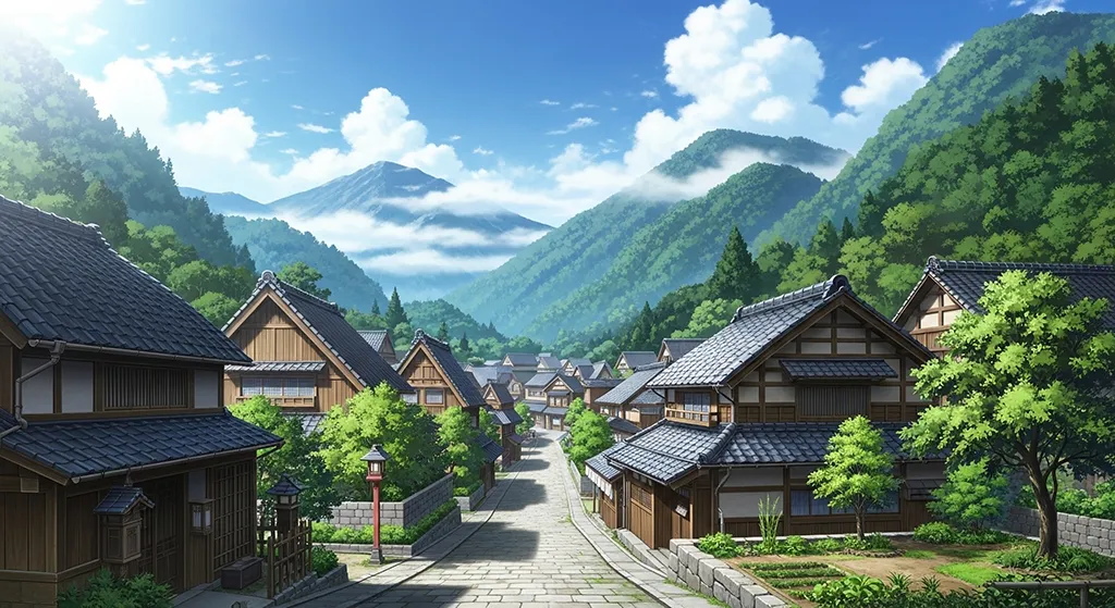 Inspiring anime village wallpaper for PCs