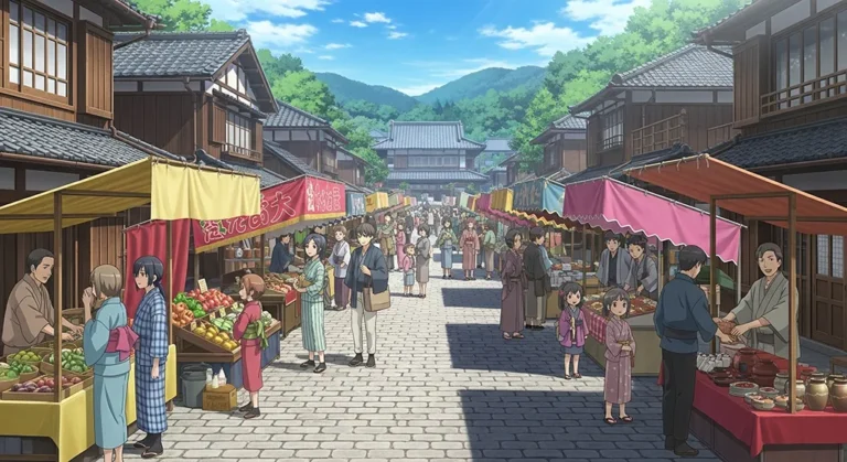 High-quality anime village scene for desktops