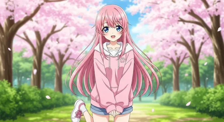 cute anime girl soft pink wallpaper for desktop pc