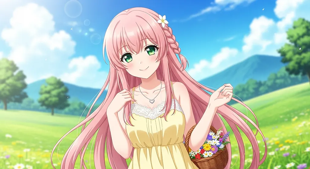 cute anime girl pastel sky wallpaper for desktop pc