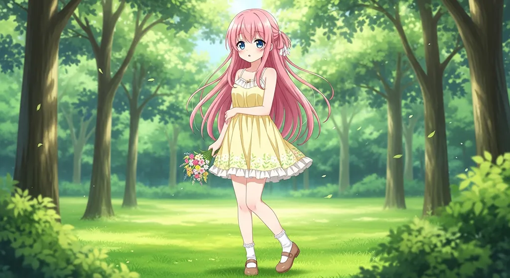 cute anime girl warm lighting wallpaper for desktop pc