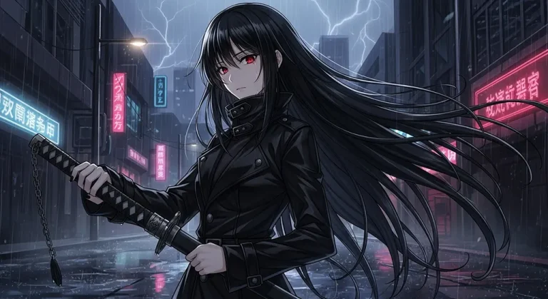 gothic 8k dark anime girl aesthetic wallpaper for mac
