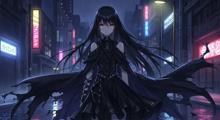 cool 8k dark anime girl aesthetic wallpaper for desktop pc