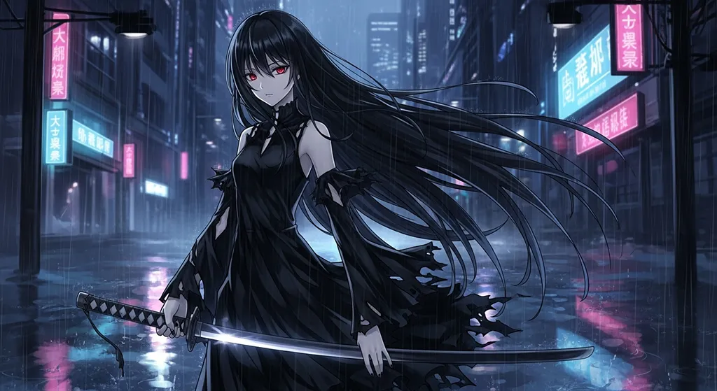 aesthetic 8k dark anime girl background for desktop pc