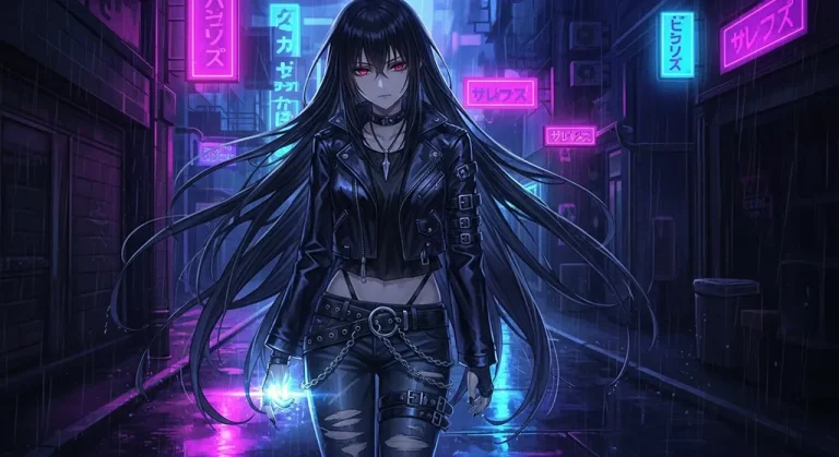 stylish 4k dark anime girl background for desktop pc