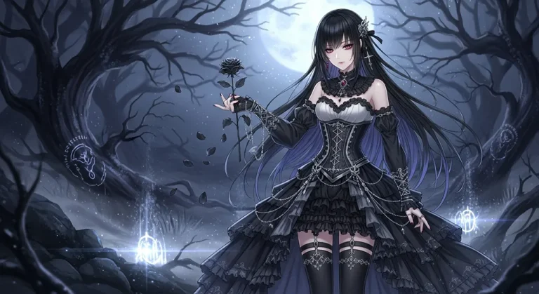 stylish 4k dark anime girl theme for windows pc