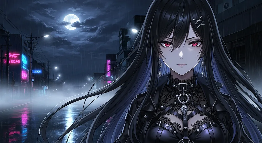 stylish 4k dark anime girl background for ultra hd monitor