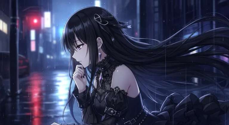 stylish 8k dark anime girl art for windows pc