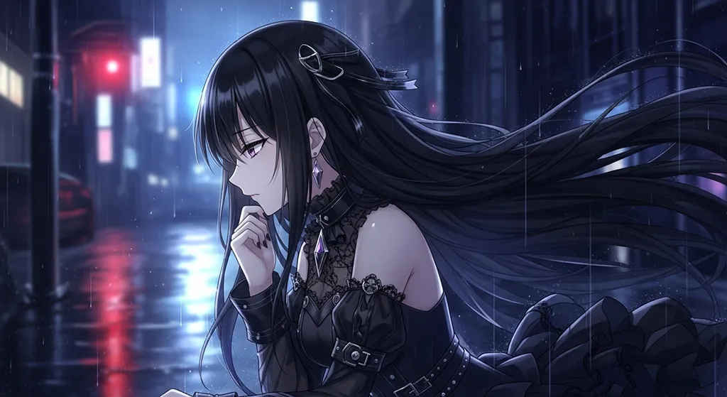stylish 8k dark anime girl art for windows pc