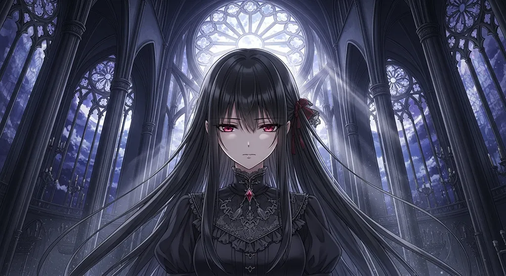 black outfit 4k dark anime girl art for windows pc