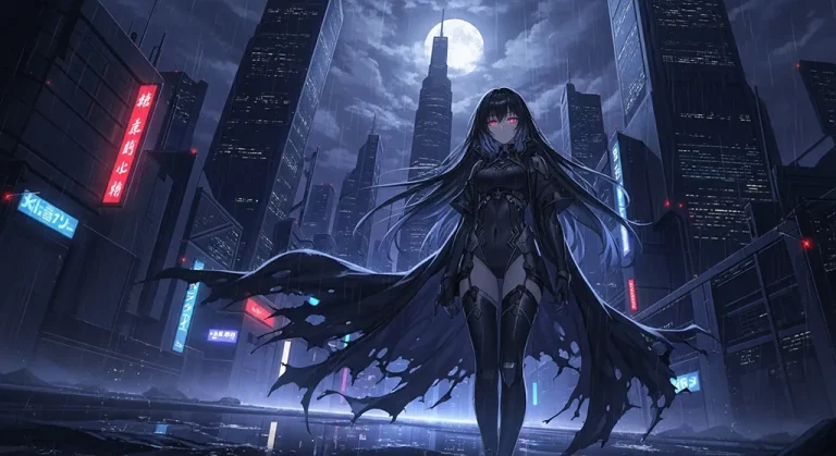 black outfit 4k dark anime girl background for gaming pc