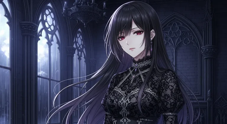 black outfit hd dark anime girl background for windows pc