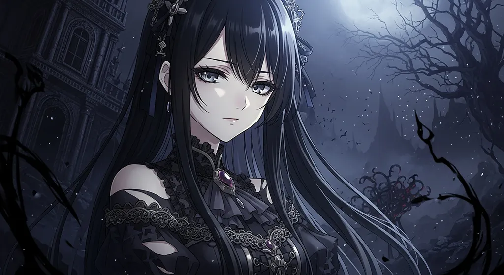 black outfit ultra hd dark anime girl wallpaper for windows pc