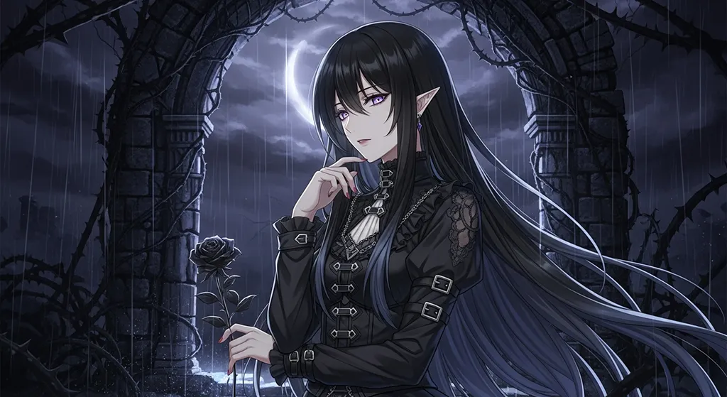 black outfit high resolution dark anime girl background for ultra hd monitor