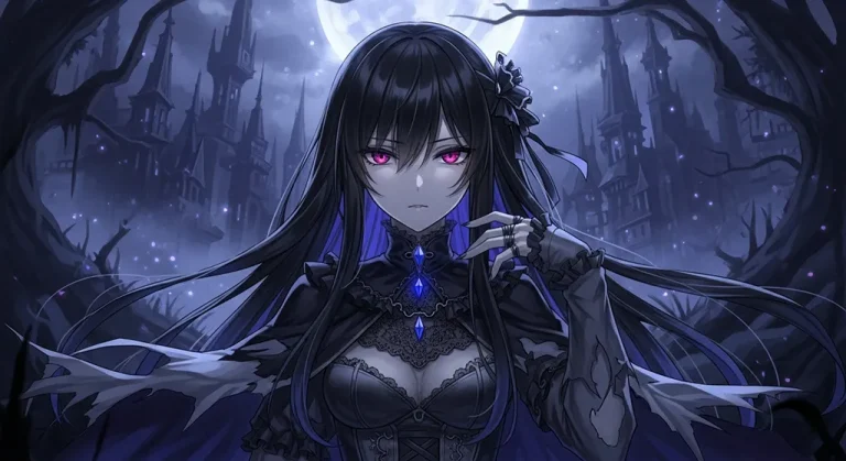 moody 8k dark anime girl art for laptop