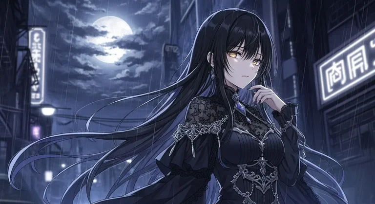 moody high resolution dark anime girl background for ultra hd monitor