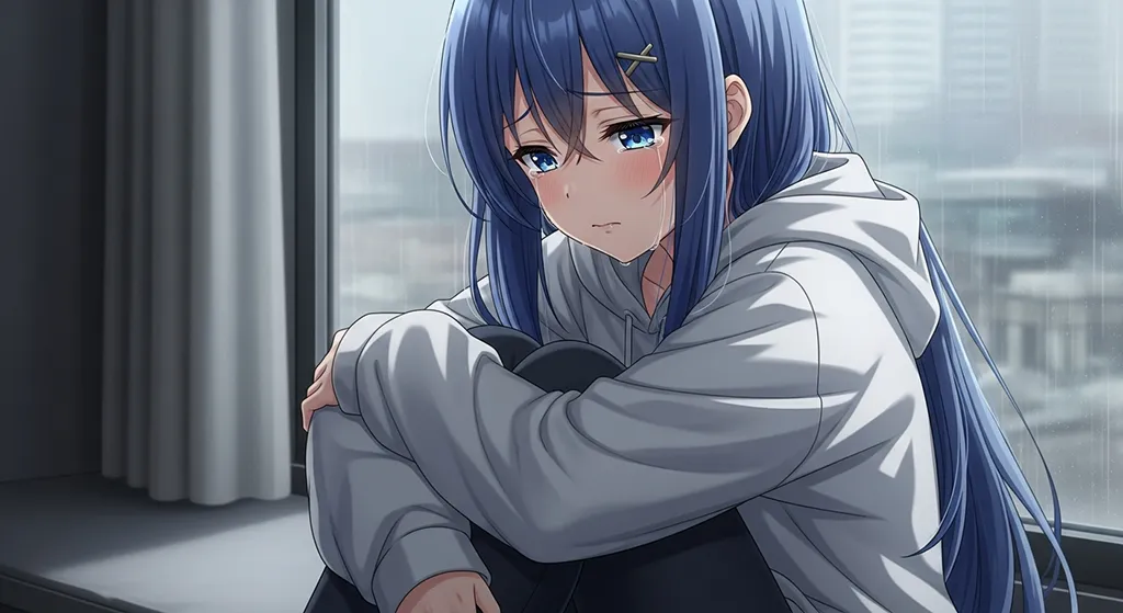 melancholy anime girl 8k desktop theme for mac