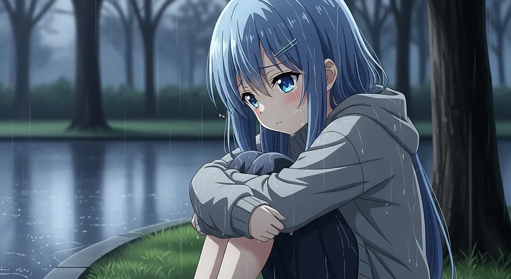 sad anime girl hd aesthetic wallpaper for windows pc