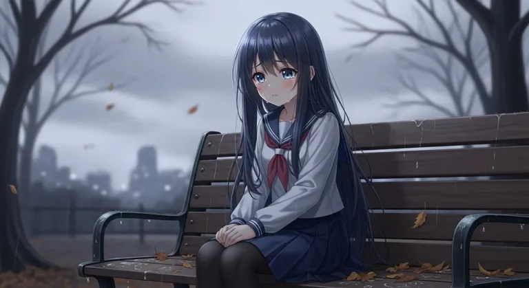 lonely anime girl 8k wallpaper for desktop pc