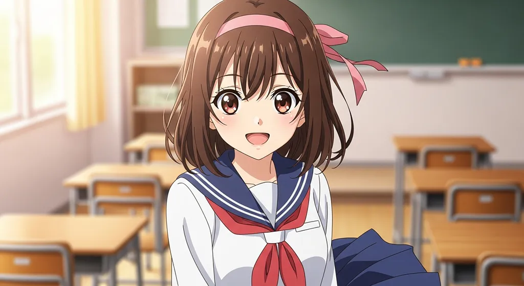 uniform anime girl full hd wallpaper for desktop pc