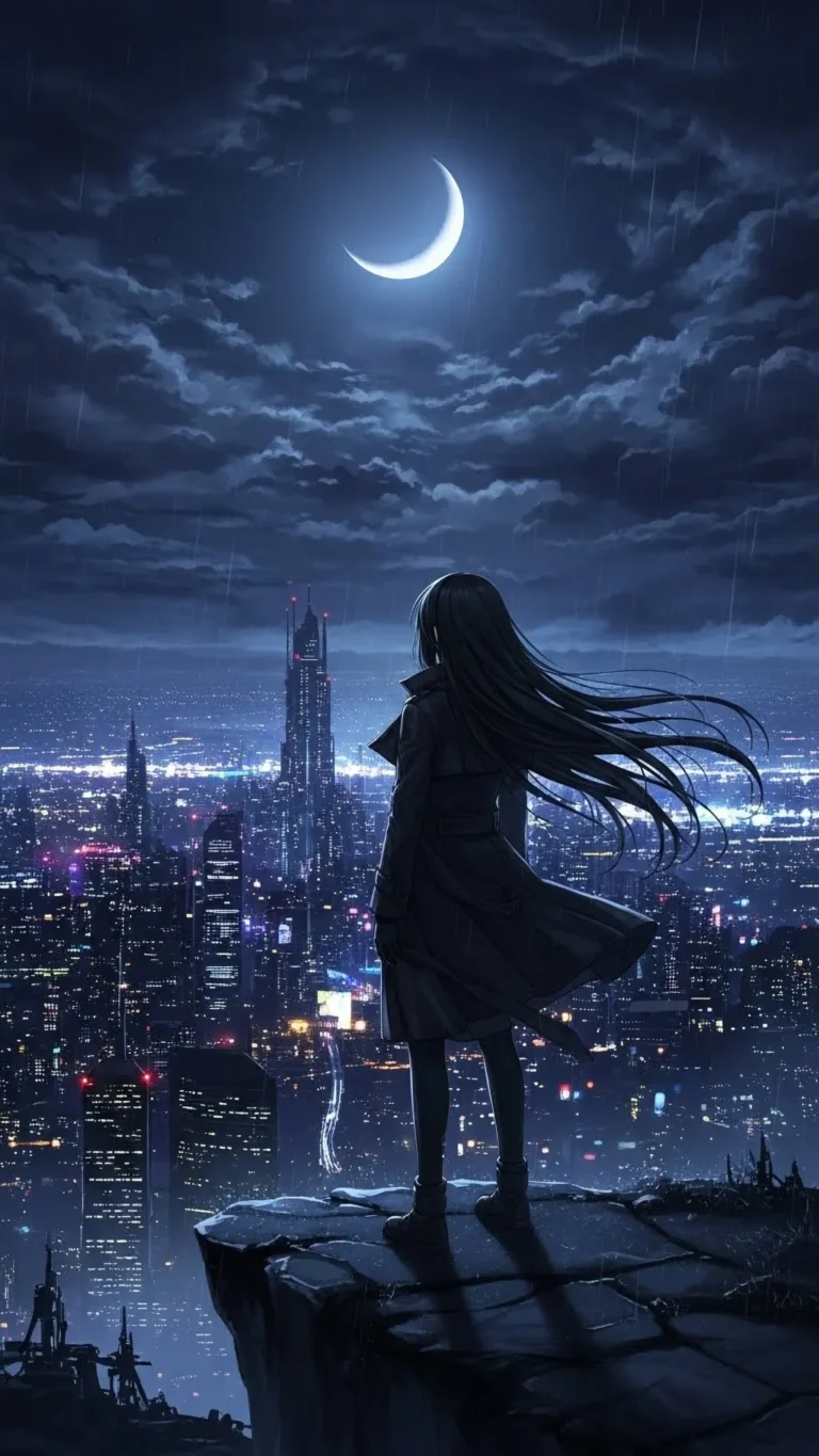 Anime Cyberpunk City Moon
