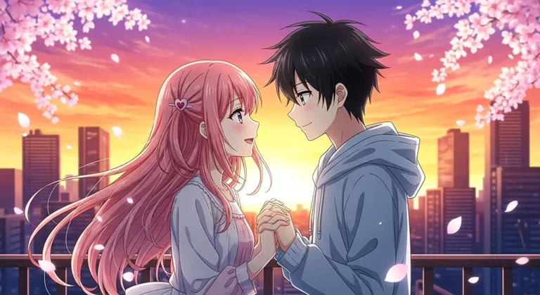 Home 3 Anime couple cherry blossom sunset wallpaper