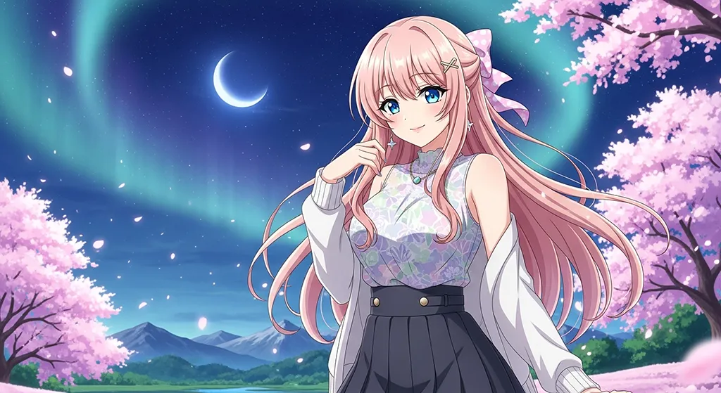Anime girl night sky wallpaper