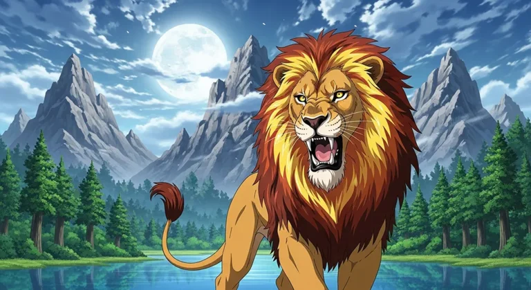 Anime lion fantasy landscape wallpaper
