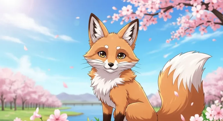 Cute anime fox cherry blossom wallpaper